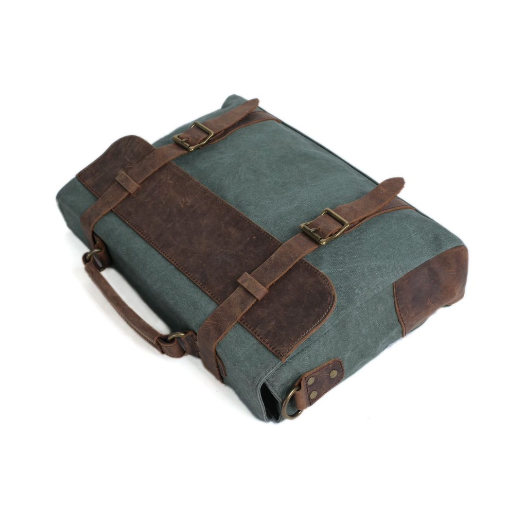 Handmade Canvas Leather Bag Briefcase Messenger Bag Shoulder Bag Laptop Bag