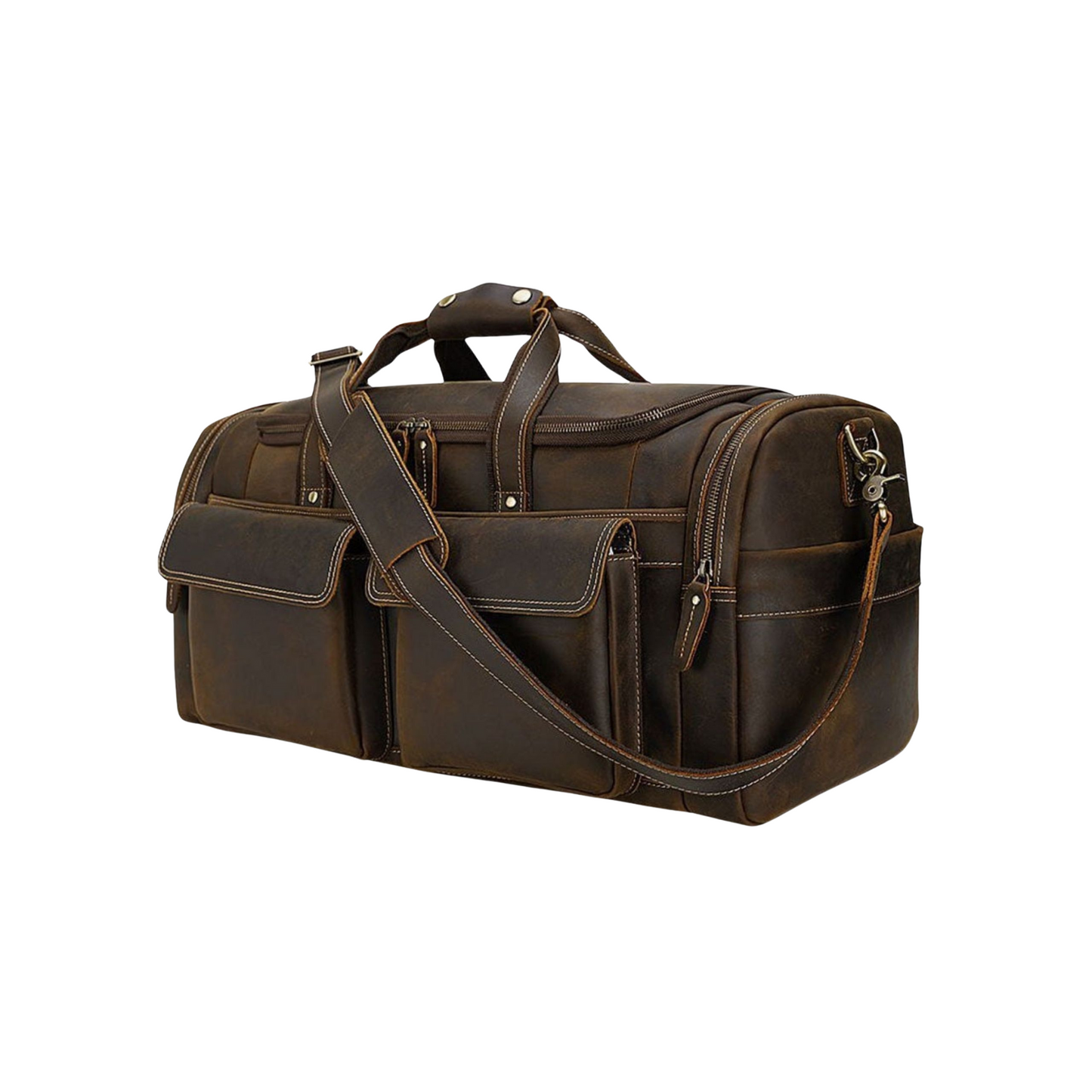 Large Size Full Grain Leather Travel Bag Duffel Bag Weekend Bag