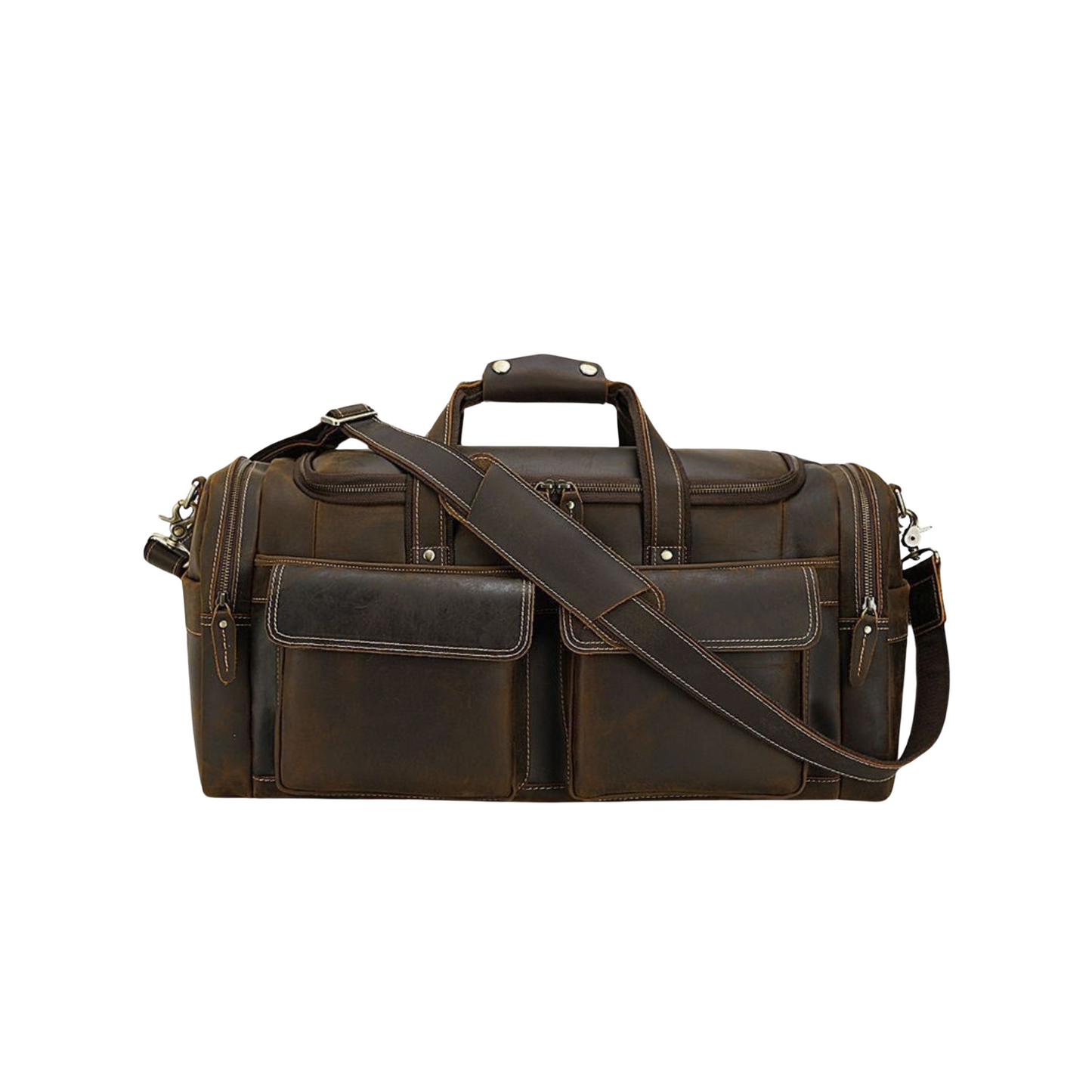 Large Size Full Grain Leather Travel Bag Duffel Bag Weekend Bag