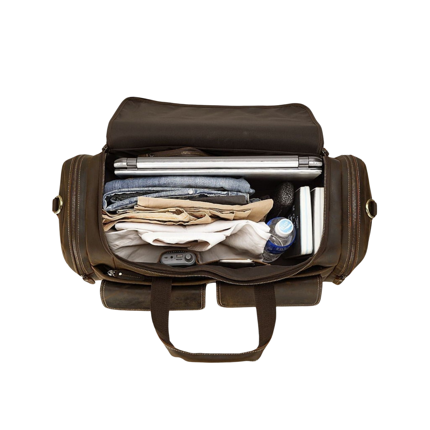 Large Size Full Grain Leather Travel Bag Duffel Bag Weekend Bag