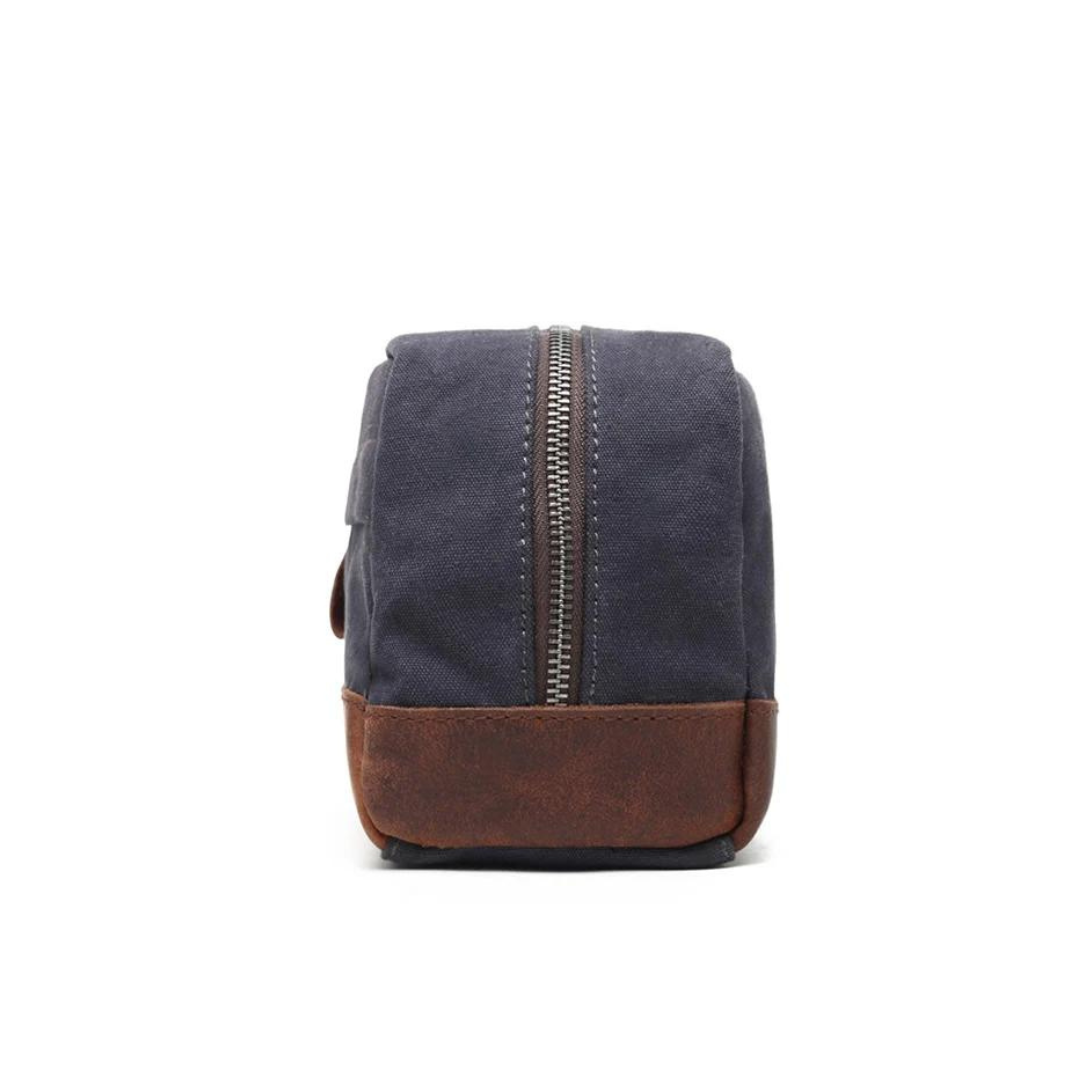 Personalized Canvas Dopp Kit with Leather Accents