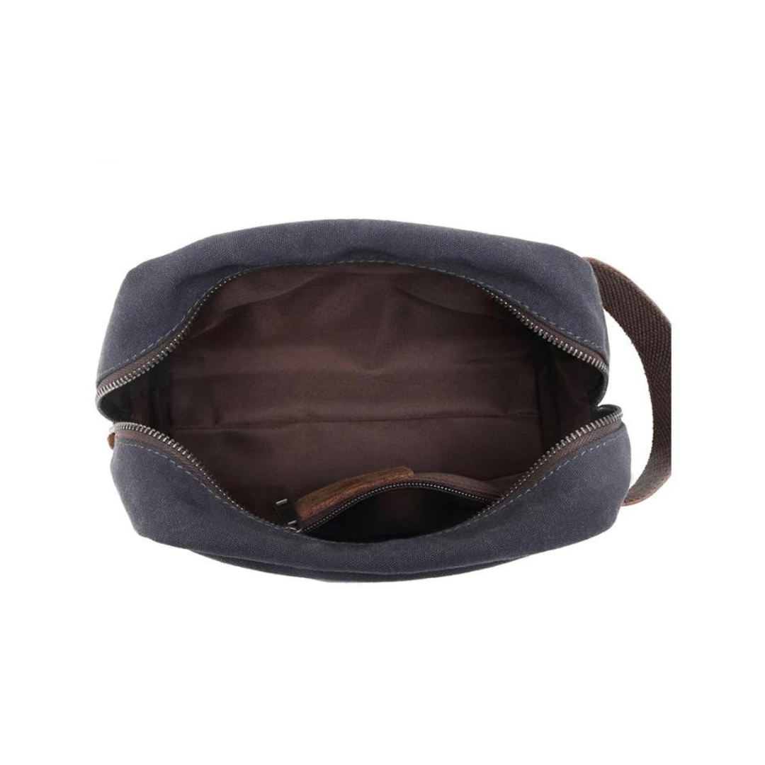 Personalized Canvas Dopp Kit with Leather Accents