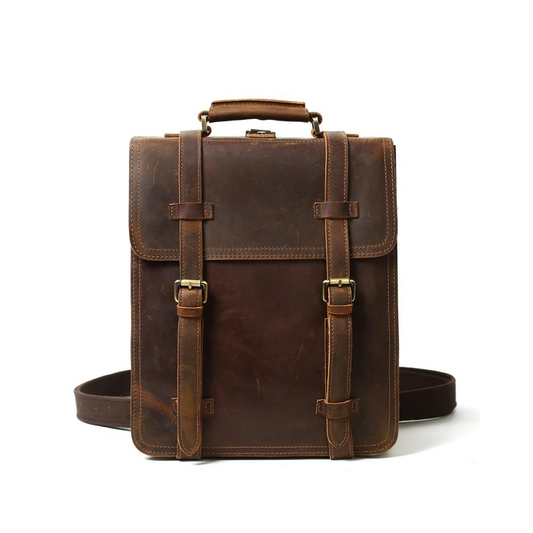 Vintage Brown Rustic Leather Rucksack Backpack, Messenger Bag, Sling Shoulder Bag 