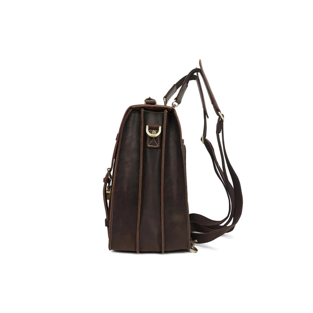 Vintage Brown Rustic Leather Rucksack Backpack, Messenger Bag, Sling Shoulder Bag 