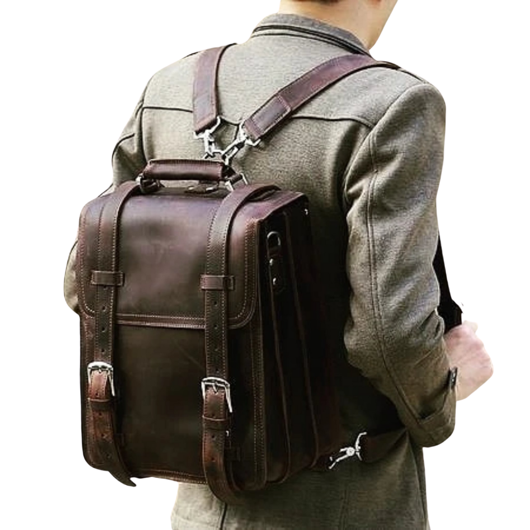 Vintage Brown Rustic Leather Rucksack Backpack, Messenger Bag, Sling Shoulder Bag 