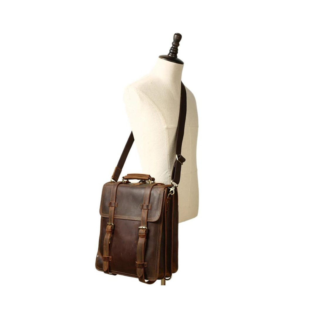 Vintage Brown Rustic Leather Rucksack Backpack, Messenger Bag, Sling Shoulder Bag 