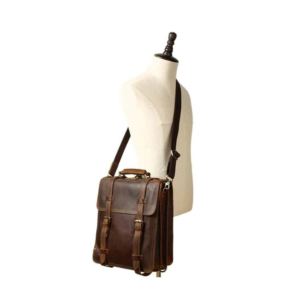 Vintage Brown Rustic Leather Rucksack Backpack, Messenger Bag, Sling Shoulder Bag&nbsp;