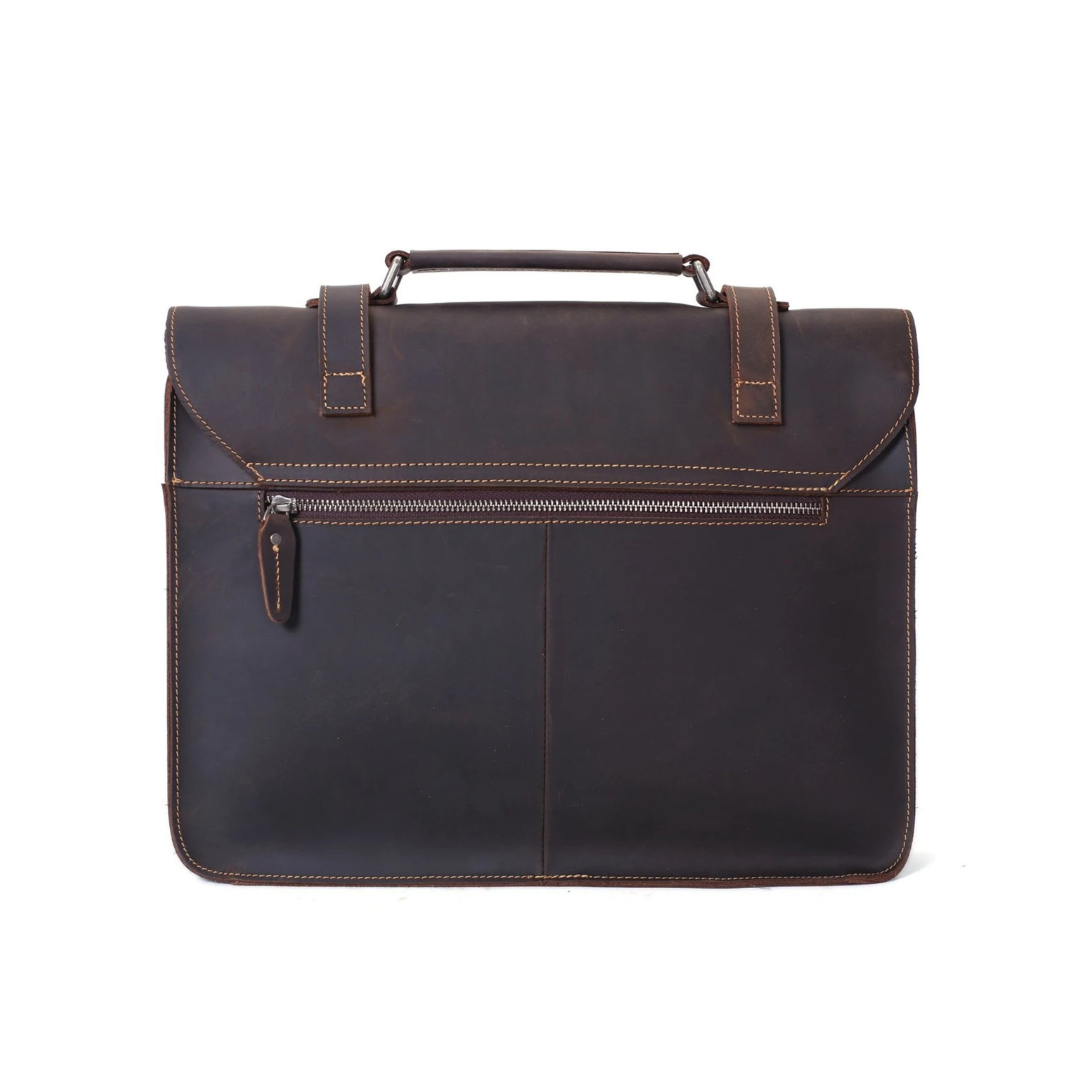 Vintage Crazy Horse Leather Briefcase Men Messenger Bag Laptop Bag