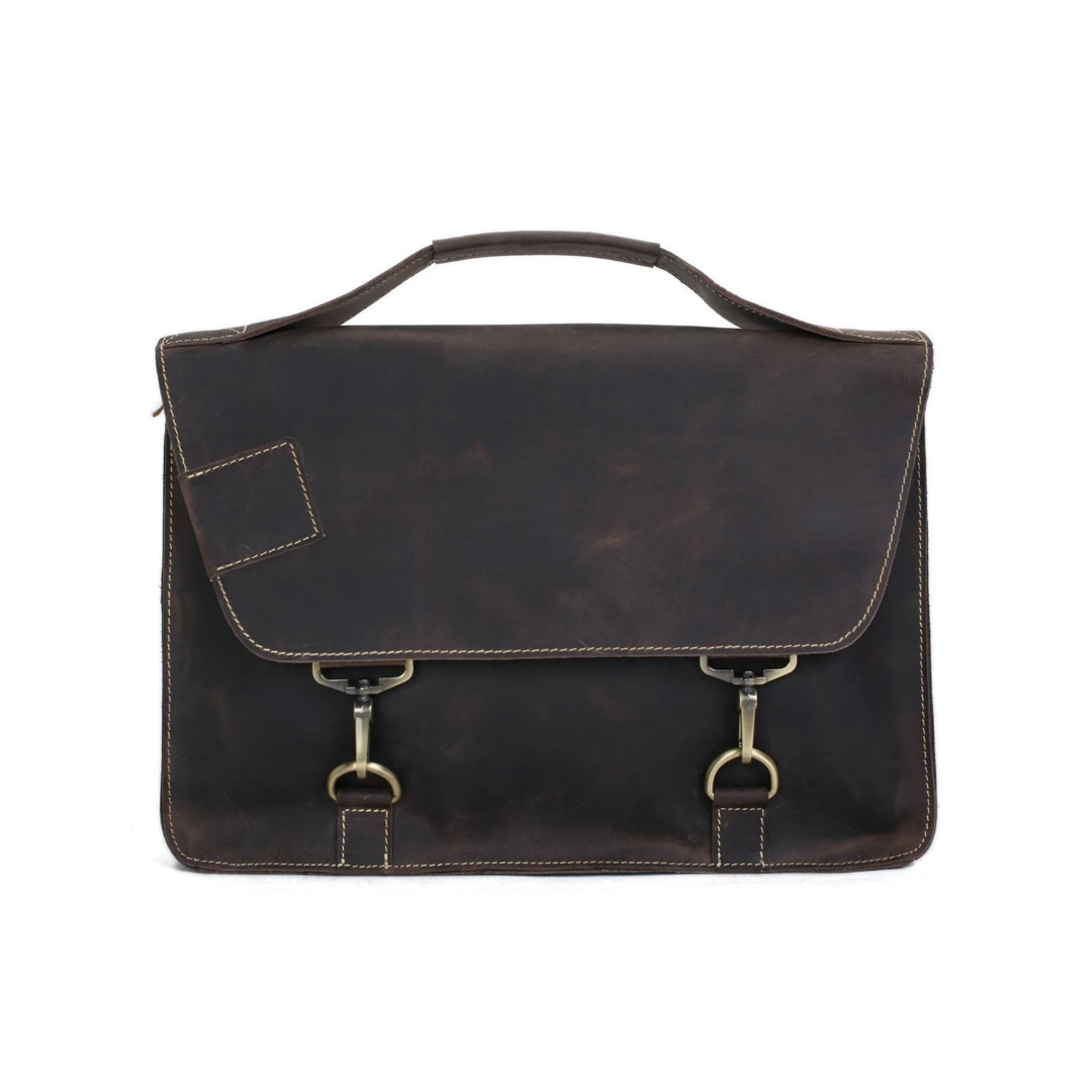 Vintage Style Genuine Leather Briefcase Men's Messenger Bag Laptop Bag Business Handbag