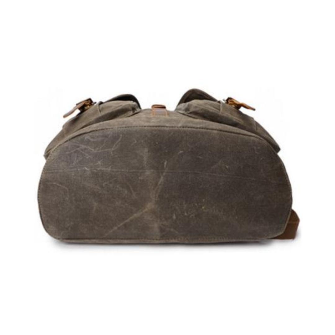 21 Litre Vintage Canvas Backpack for Men Leather Rucksack 15'' Laptop School Military Knapsack
