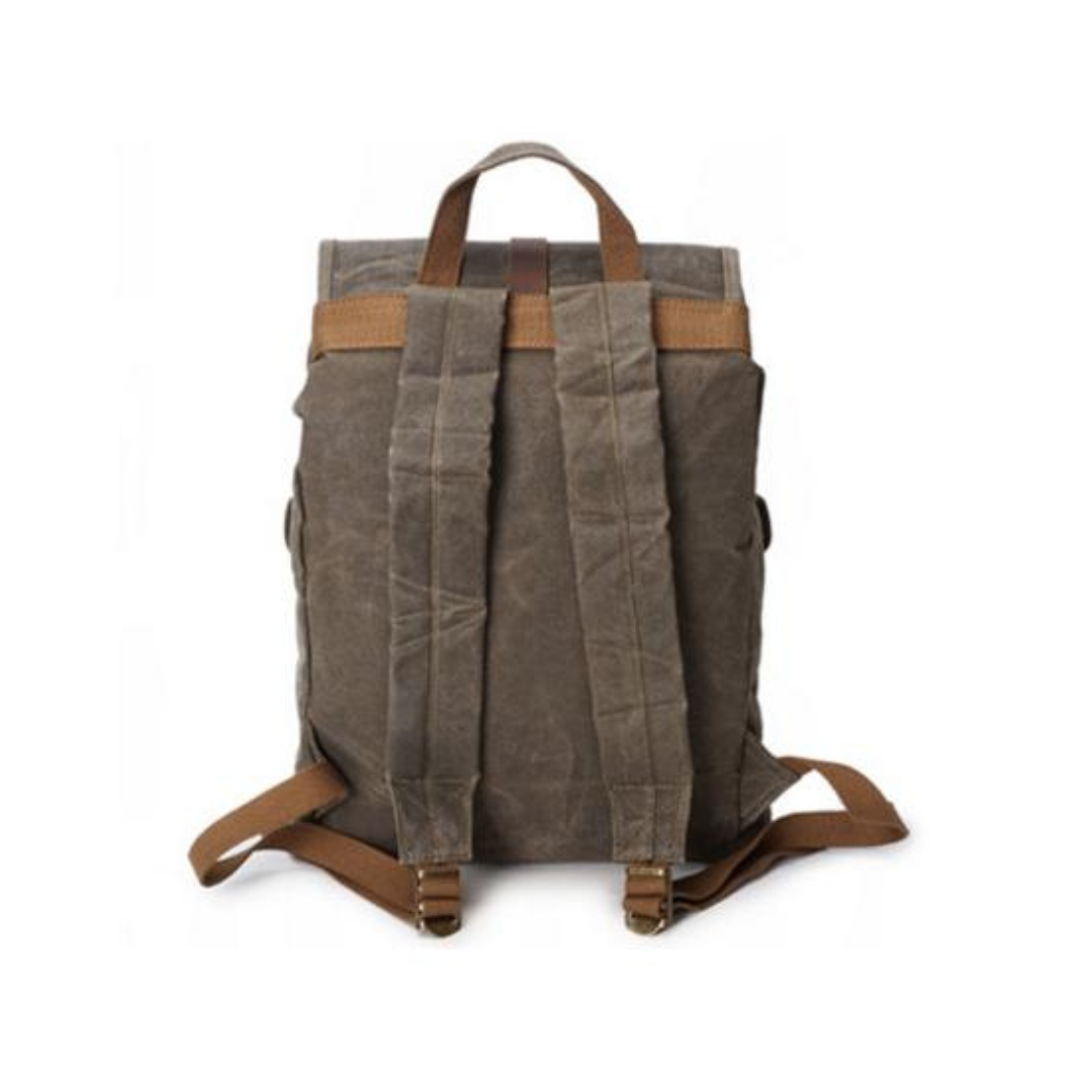 21 Litre Vintage Canvas Backpack for Men Leather Rucksack 15'' Laptop School Military Knapsack