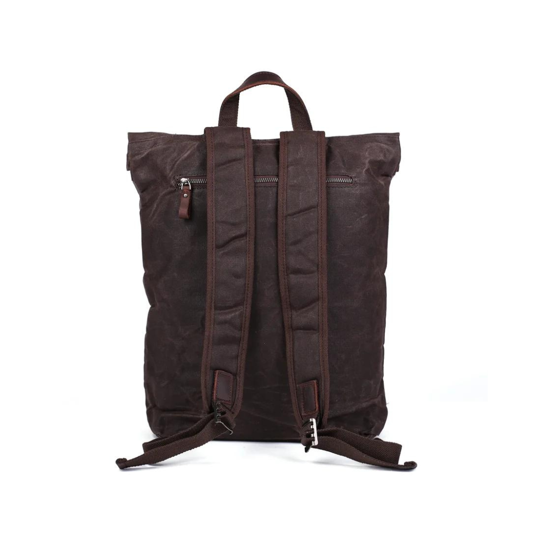 Waxed Canvas Backpack with Leather Accents, Waterproof Canvas Travel Backpack, School Backpack