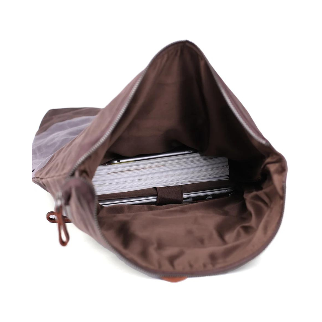 Waxed Canvas Backpack with Leather Accents, Waterproof Canvas Travel Backpack, School Backpack