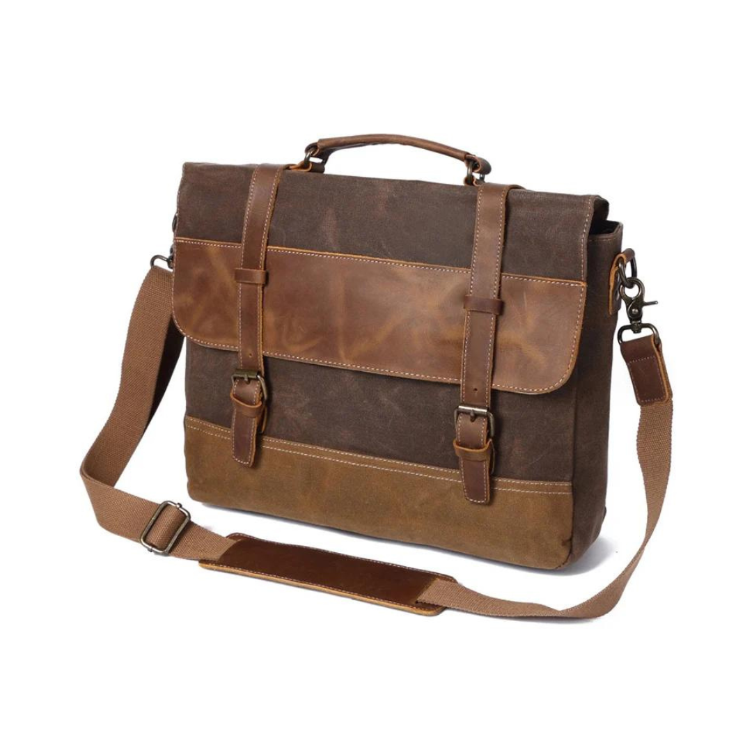 Waxed Canvas Leather Messenger Bag, Men's Shoulder Bag