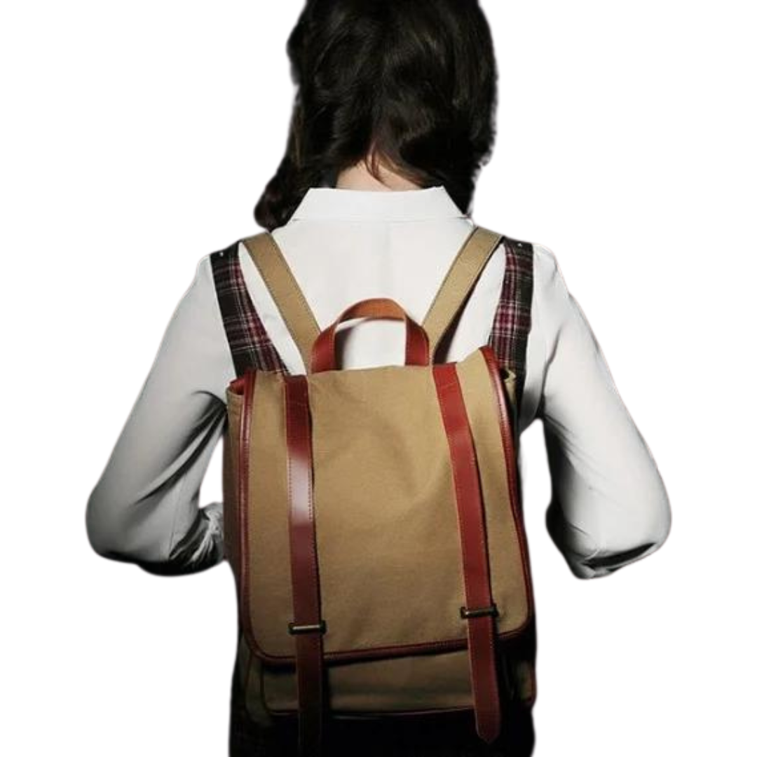 Waxed Canvas Backpack with Leather Trim, Casual Backpack, School Backpack, Rucksack