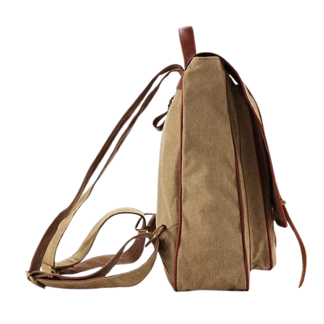 Waxed Canvas Backpack with Leather Trim, Casual Backpack, School Backpack, Rucksack