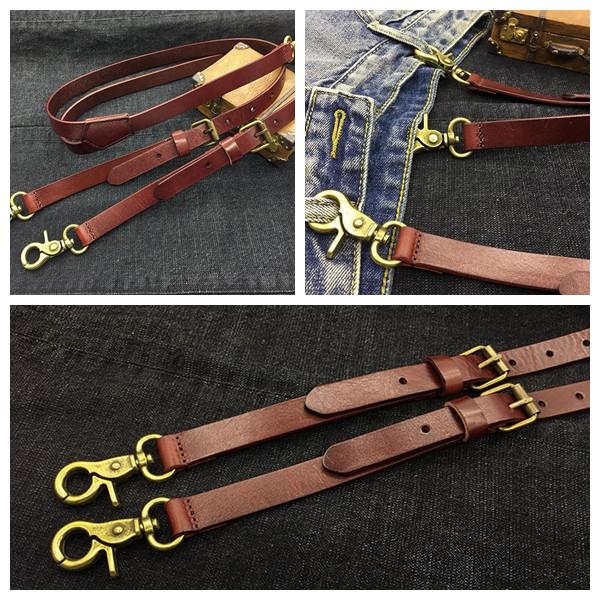 Handmade Leather Suspenders for Men, Wedding Groomsmen Suspenders with Hook Clips 