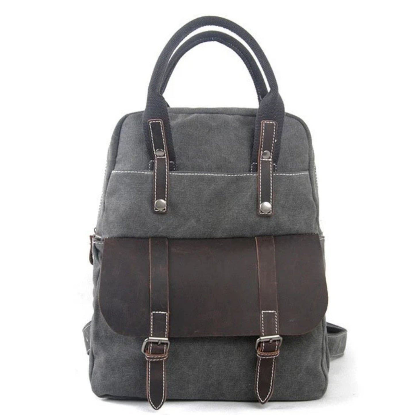 Waxed Canvas School Backpack Top Handle Handbag - Blue Sebe Handmade Leather Bags