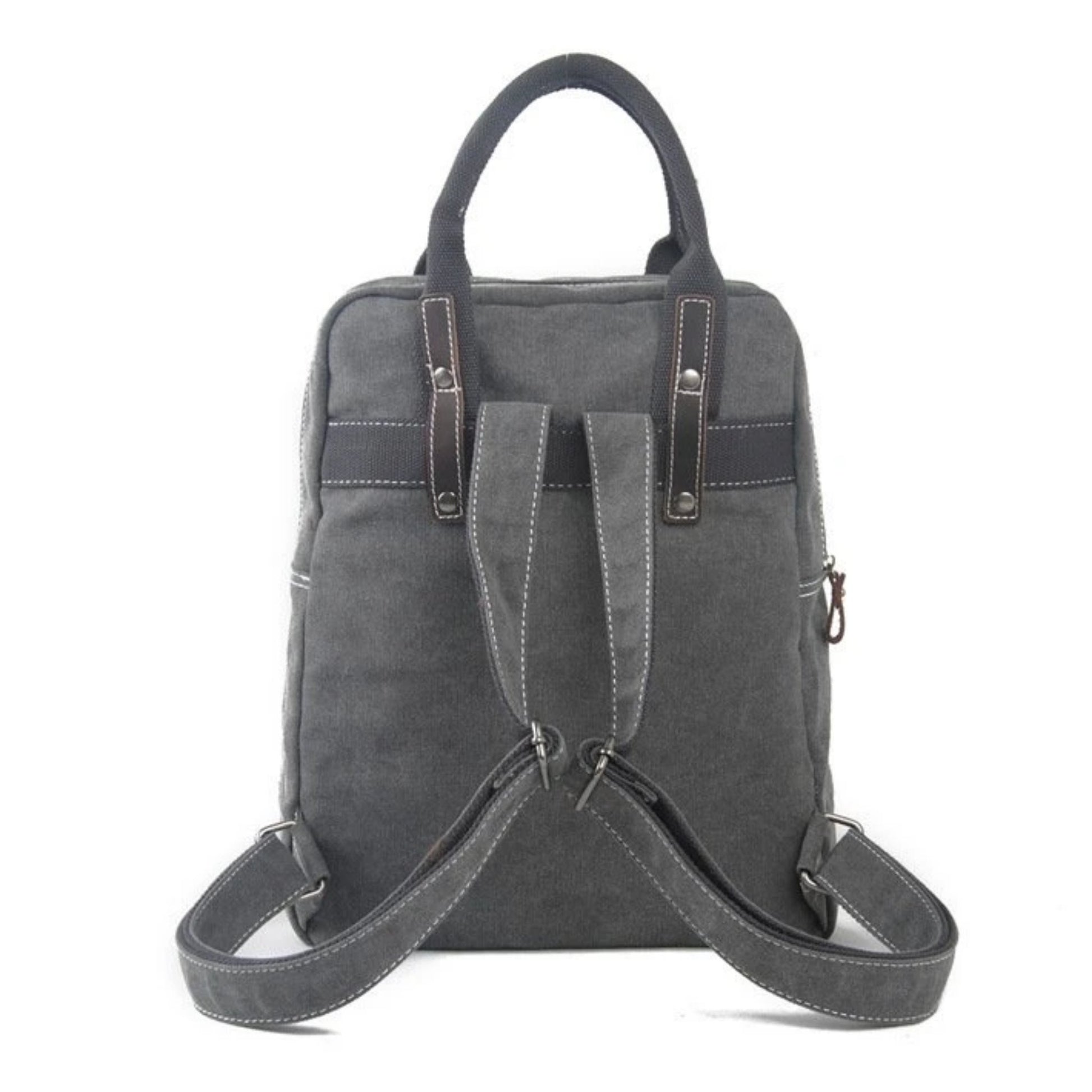 Waxed Canvas  School Backpack Top Handle Handbag - Blue Sebe Handmade Leather Bags