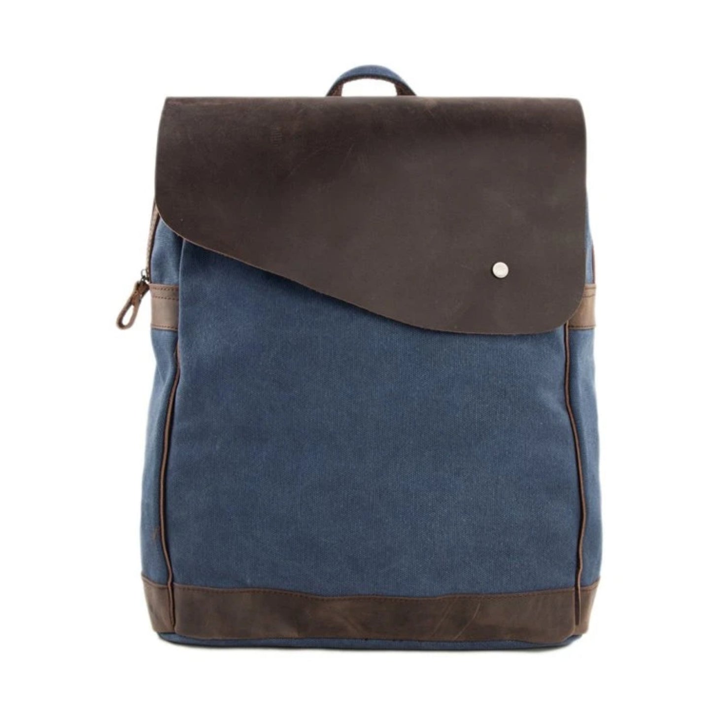 Handmade Canvas with Leather School Backpack | Blue - Blue Sebe Handmade Leather Bags