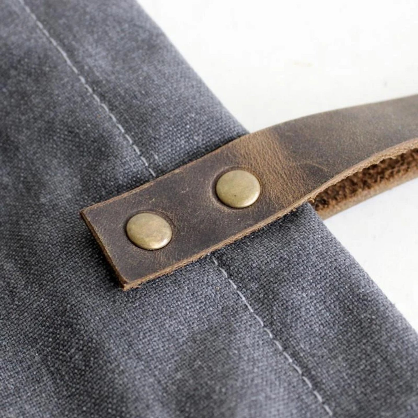 Waxed Canvas Grey Tote Shoulder Bag with Leather Handle - Blue Sebe Handmade Leather Bags