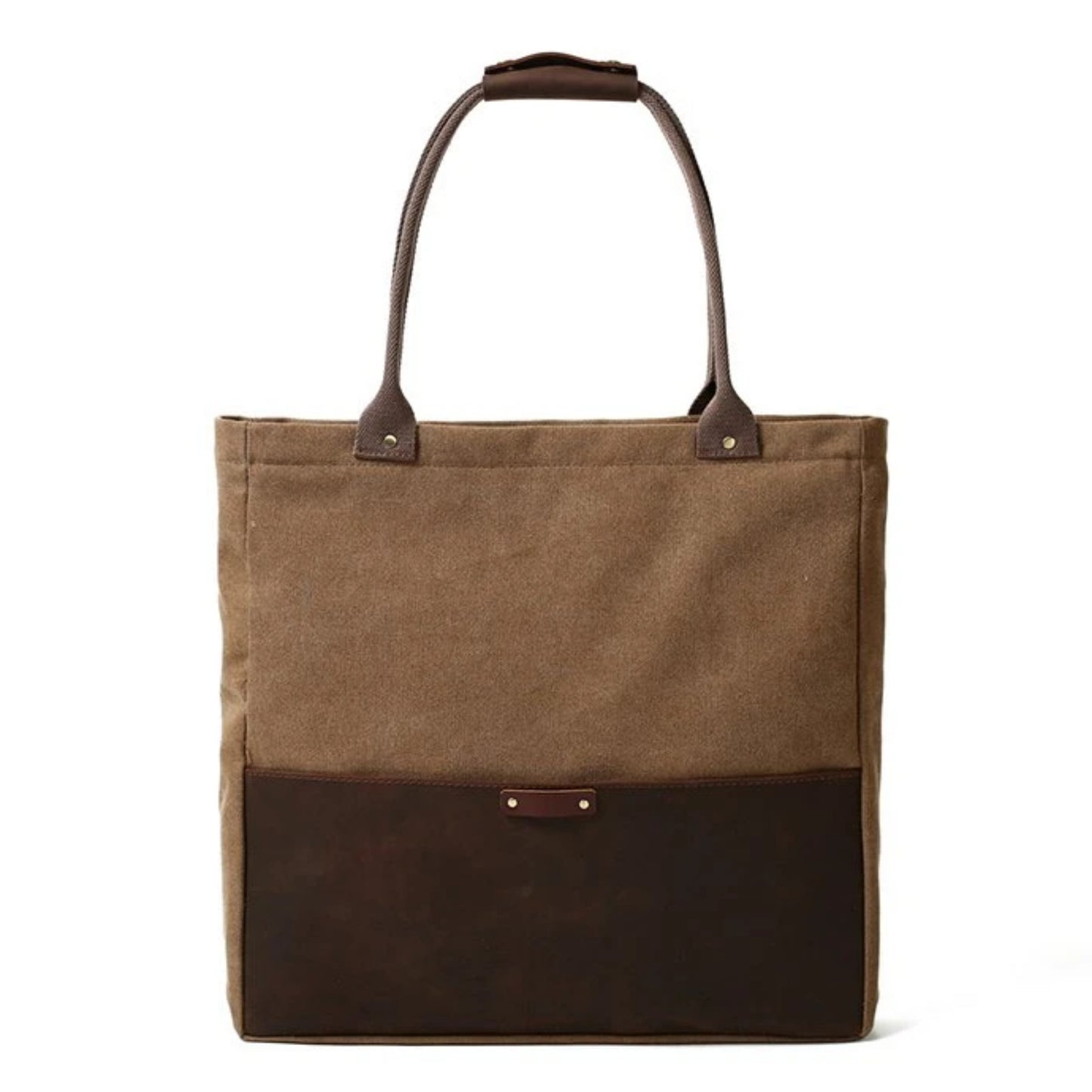 Handmade Waxed Canvas & Leather Tote Handbag - Blue Sebe Handmade Leather Bags