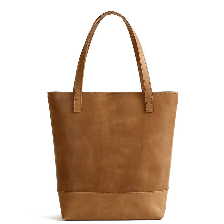 Handmade Vegetable Tanned Leather Tote Bag - Simple 1 - Blue Sebe Handmade Leather Bags
