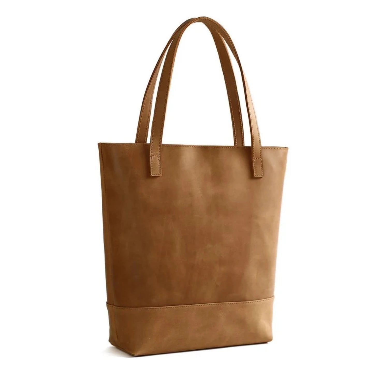 Handmade Vegetable Tanned Leather Tote Bag - Simple 1 - Blue Sebe Handmade Leather Bags