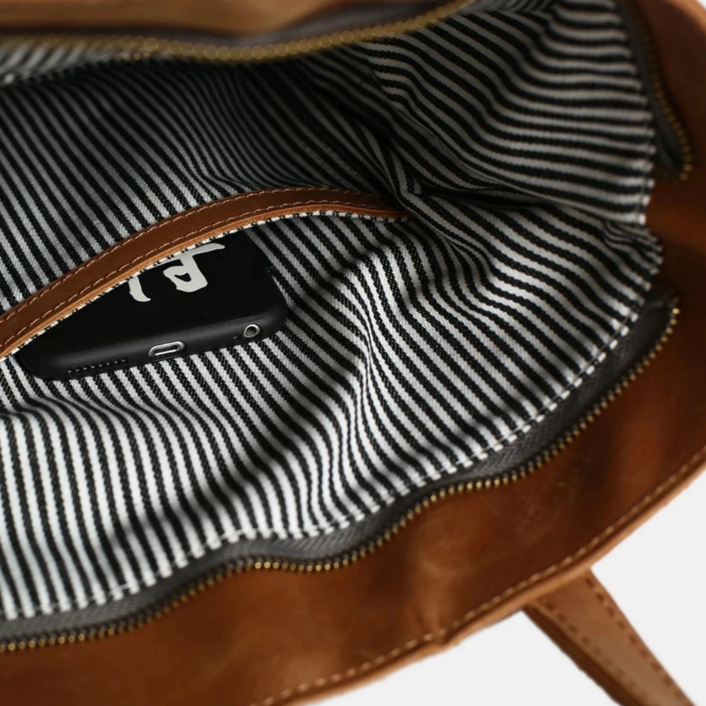 Handmade Vegetable Tanned Leather Tote Bag - Simple 1 - Blue Sebe Handmade Leather Bags