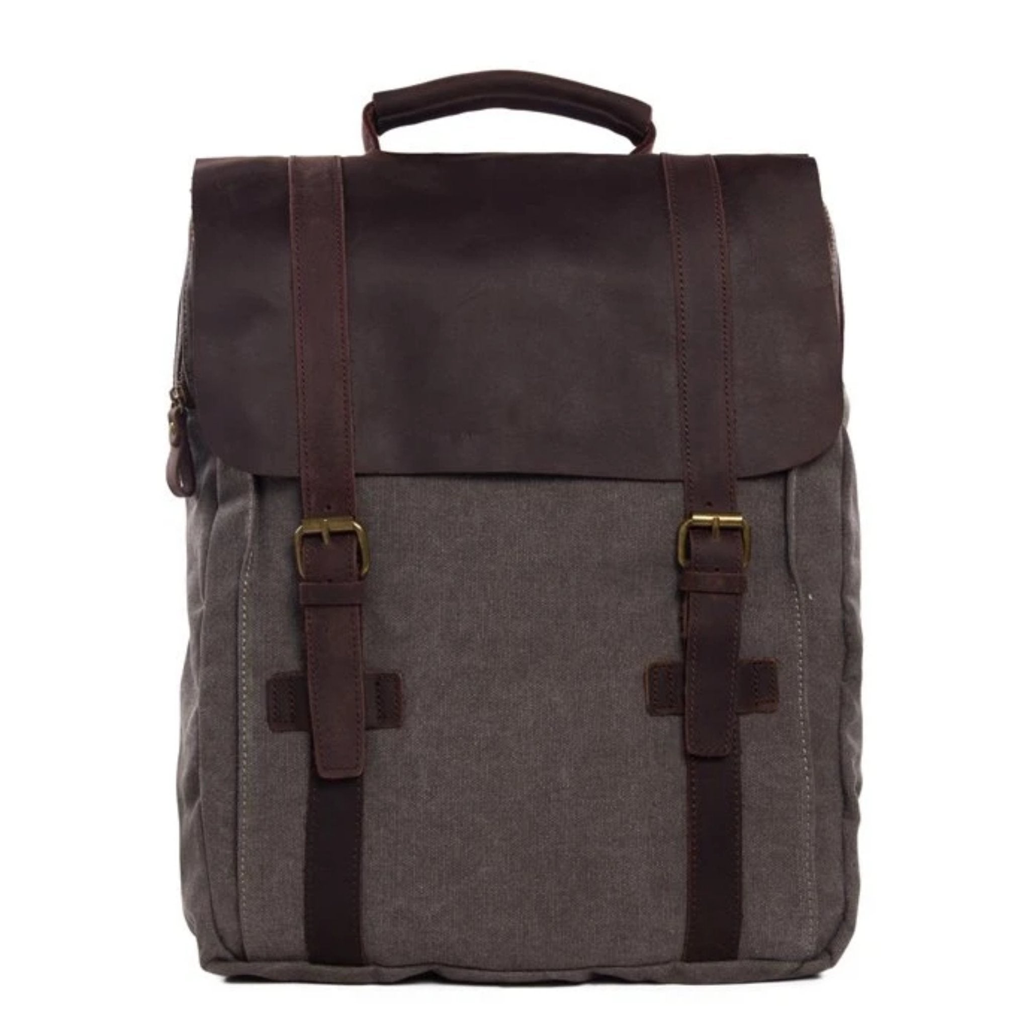 boubideal canvas and leather backpack Waxed Canvas and Leather Double strap Backpack