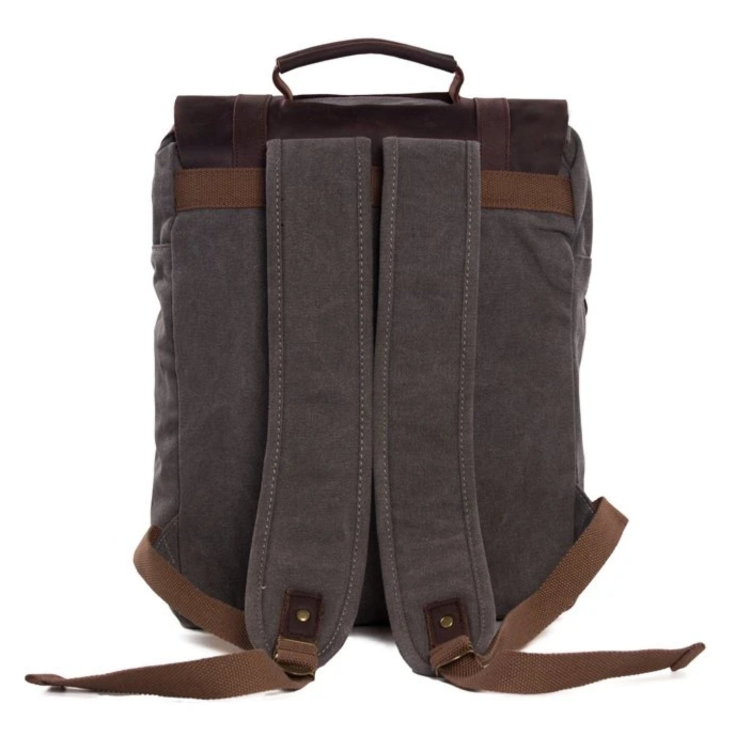 Waxed Canvas and Leather Double strap Backpack - Dark Grey - Blue Sebe Handmade Leather Bags