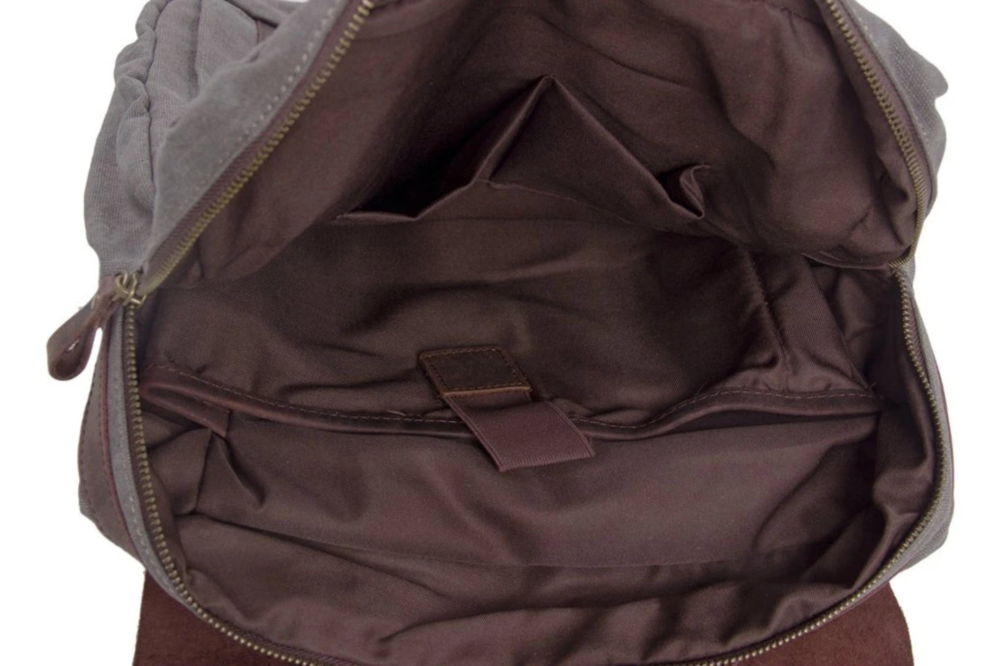 Waxed Canvas and Leather Double strap Backpack - Dark Grey - Blue Sebe Handmade Leather Bags