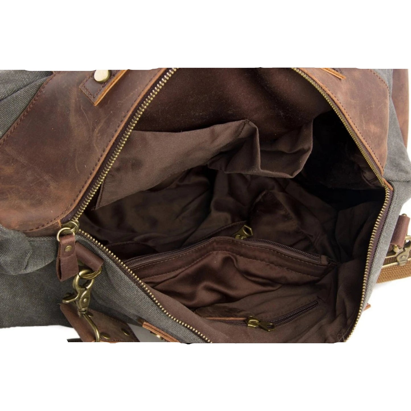 Canvas Leather Travel Messenger Duffel Bag - Blue Sebe Handmade Leather Bags
