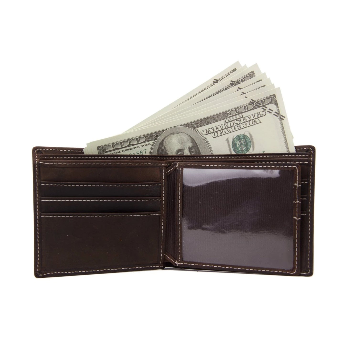 Handmade Genuine Leather Men Short Wallet -DB - Blue Sebe Handmade Leather Bags