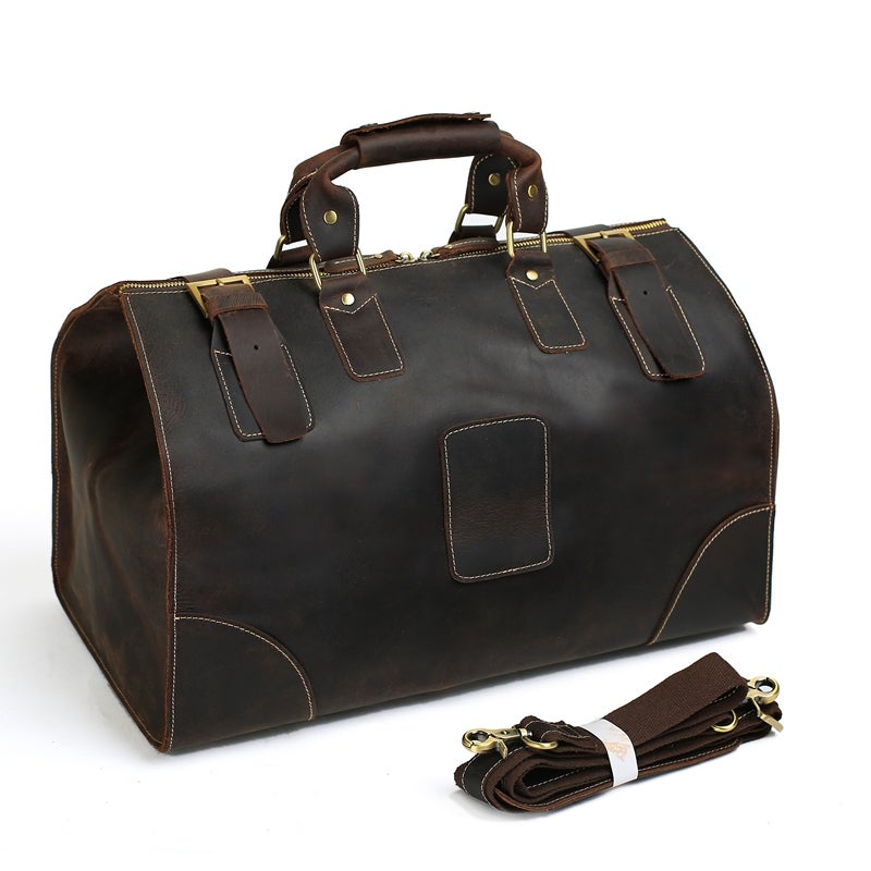 Extra Large Vintage Genuine Leather Duffel Bag, Travel Bag, Handbag