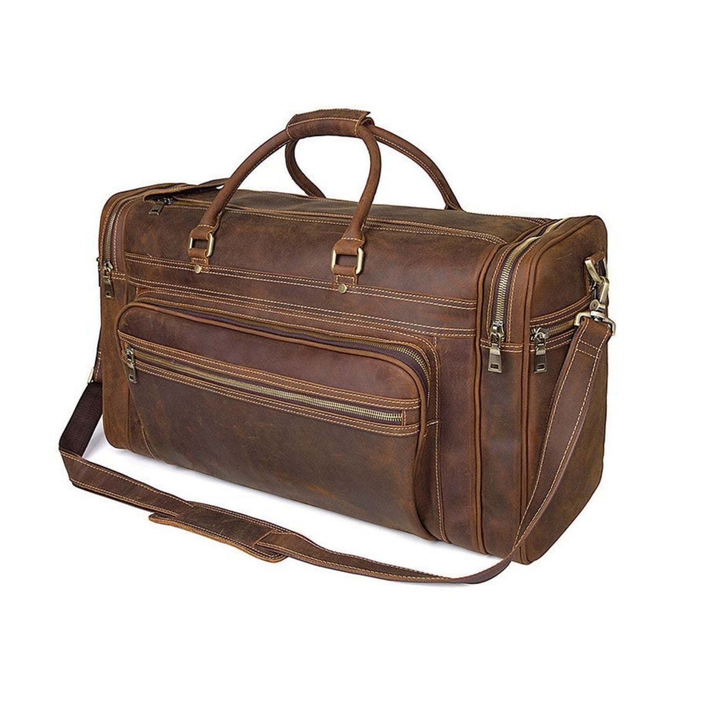 50L Extra Large Vintage Leather Travel Duffle Bag - Blue Sebe Handmade Leather Bags
