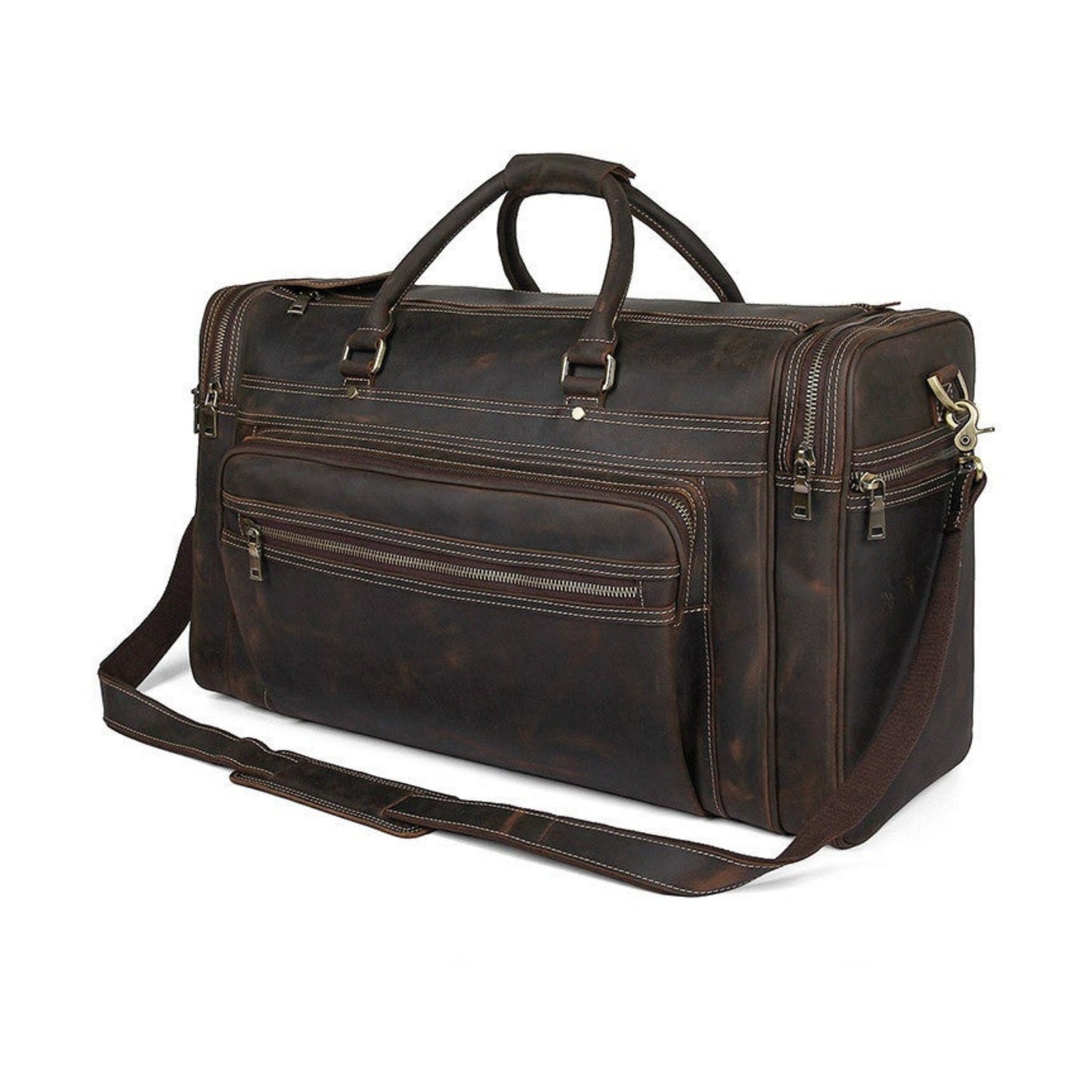 50L Extra Large Vintage Leather Travel Duffle Bag - Blue Sebe Handmade Leather Bags