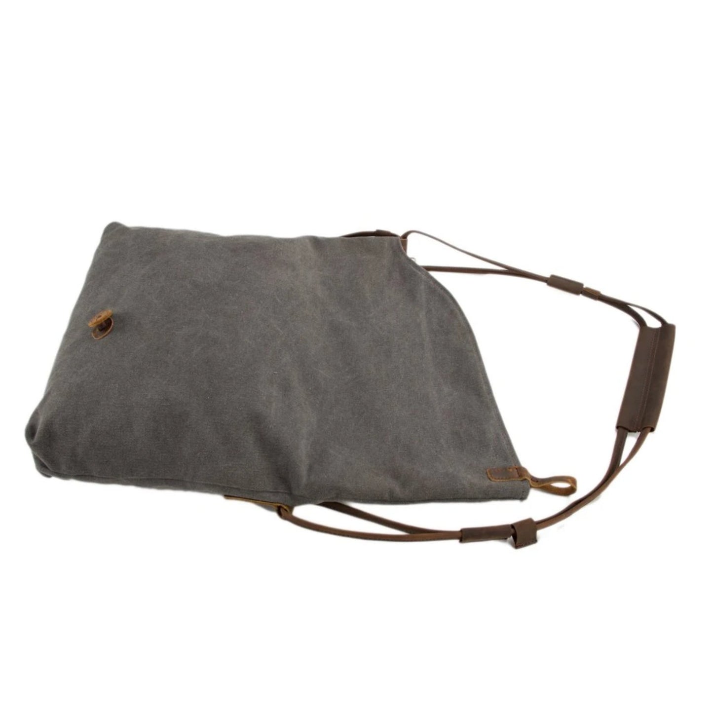 Waxed Canvas with Leather Strap Sling Bag - Dark Grey - Blue Sebe Handmade Leather Bags
