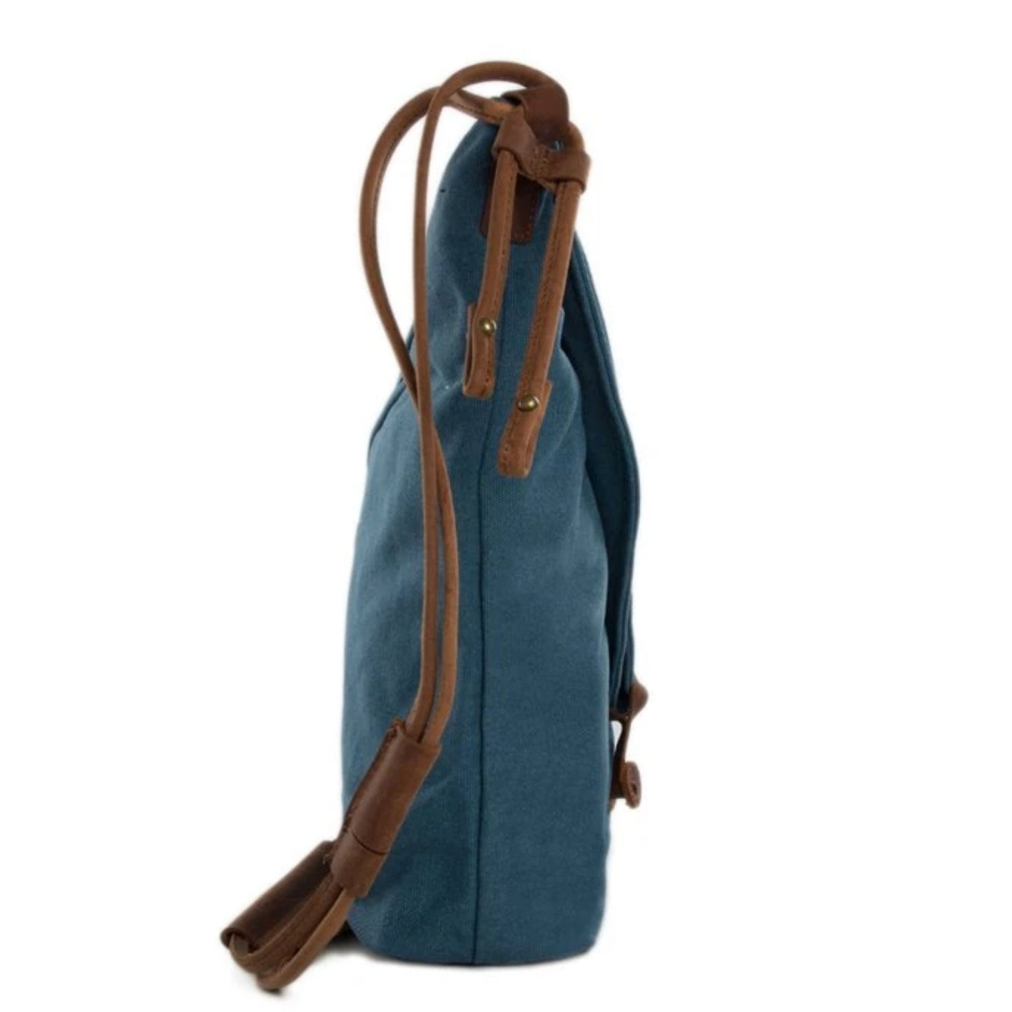 Waxed Canvas with Leather Strap Sling Bag - Blue - Blue Sebe Handmade Leather Bags