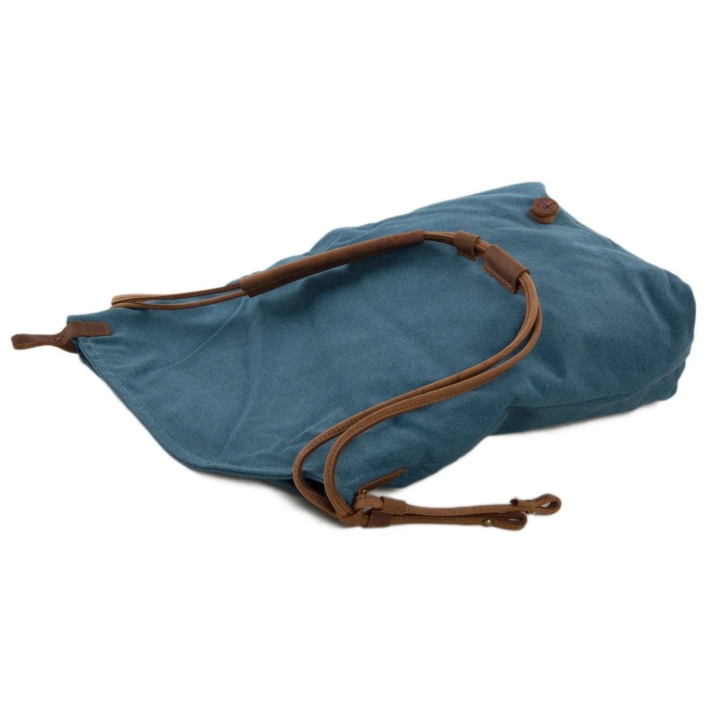 Waxed Canvas with Leather Strap Sling Bag - Blue - Blue Sebe Handmade Leather Bags