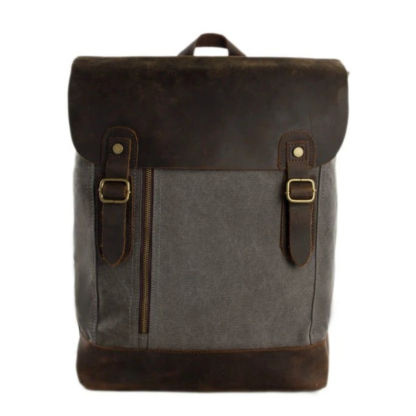 Waxed Canvas and Leather Casual Backpack - Dark Grey - Blue Sebe Handmade Leather Bags