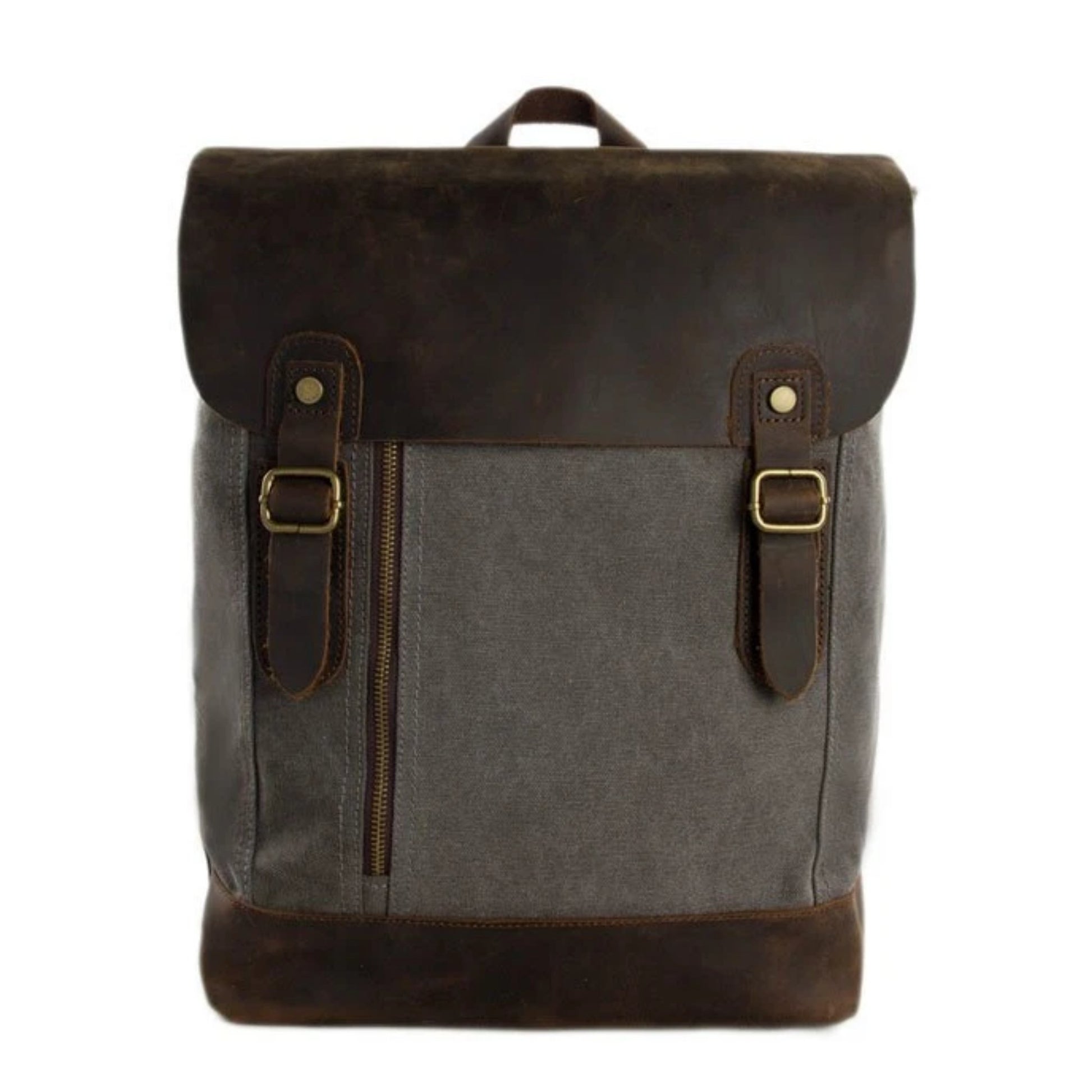 Waxed Canvas and Leather Casual Backpack - Dark Grey - Blue Sebe Handmade Leather Bags