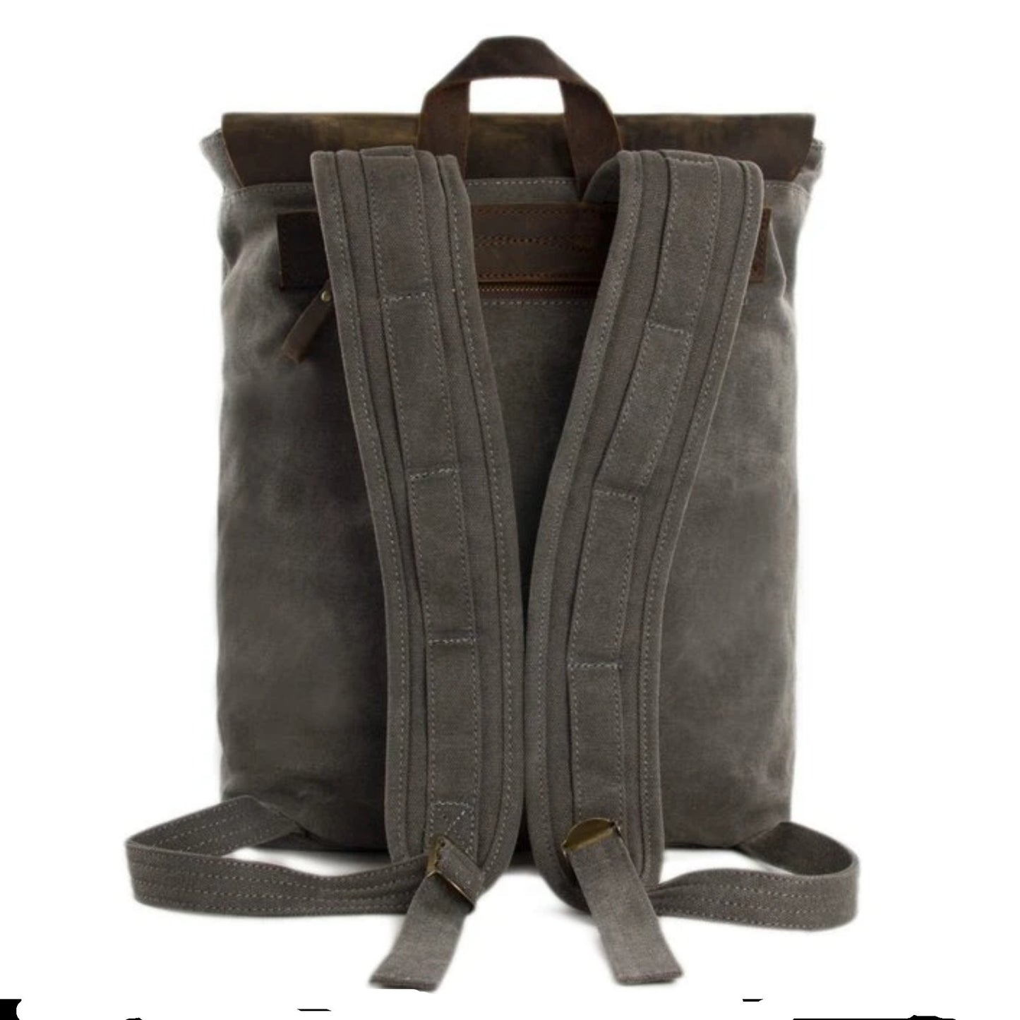 Waxed Canvas and Leather Casual Backpack - Dark Grey - Blue Sebe Handmade Leather Bags