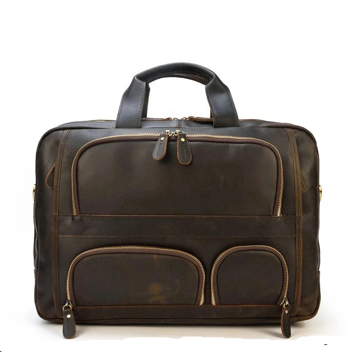 Handmade Full Grain Leather professional Briefcase - Blue Sebe Handmade Leather Bags