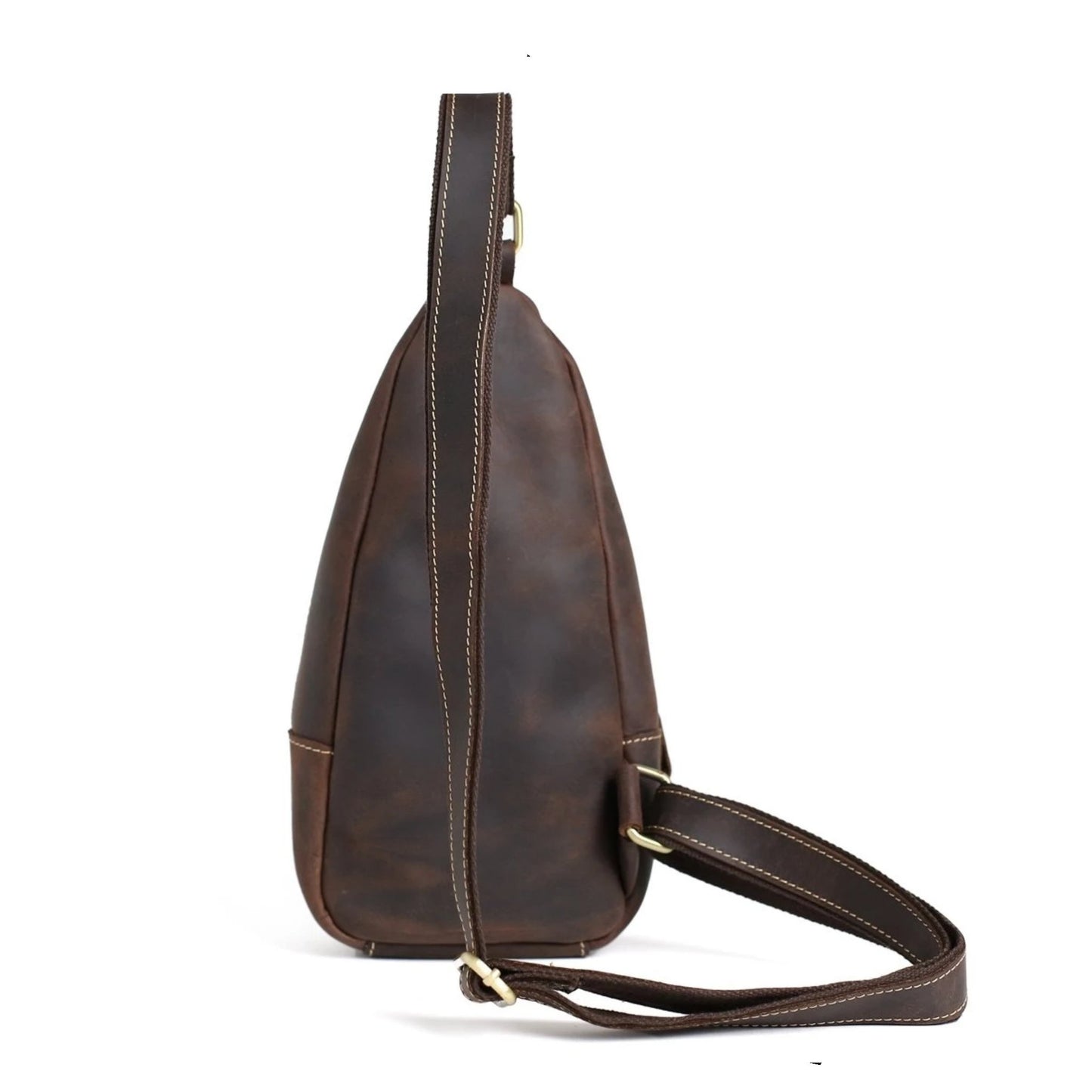 Handmade Genuine Leather Men's Messenger Chest Pack | Brown - Blue Sebe Handmade Leather Bags