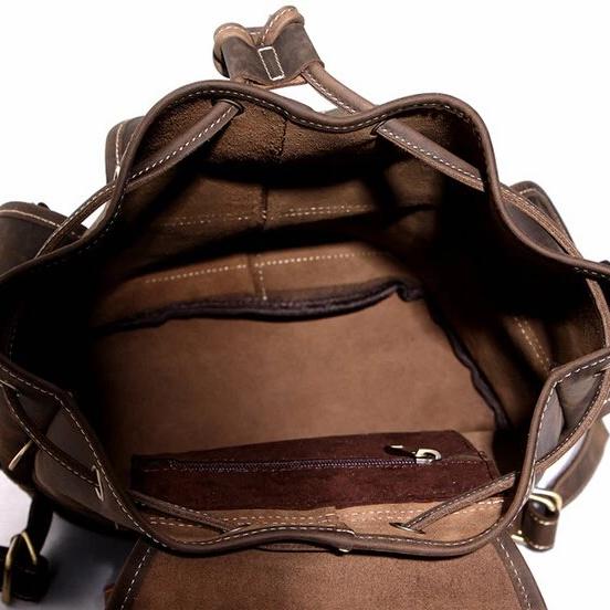 Vintage Leather Large Dark Brown Backpack - Blue Sebe Handmade Leather Bags