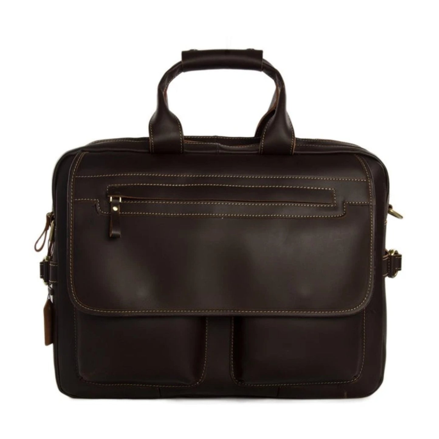 Handmade Full Grain Genuine Leather Business Satchel - Blue Sebe Handmade Leather Bags
