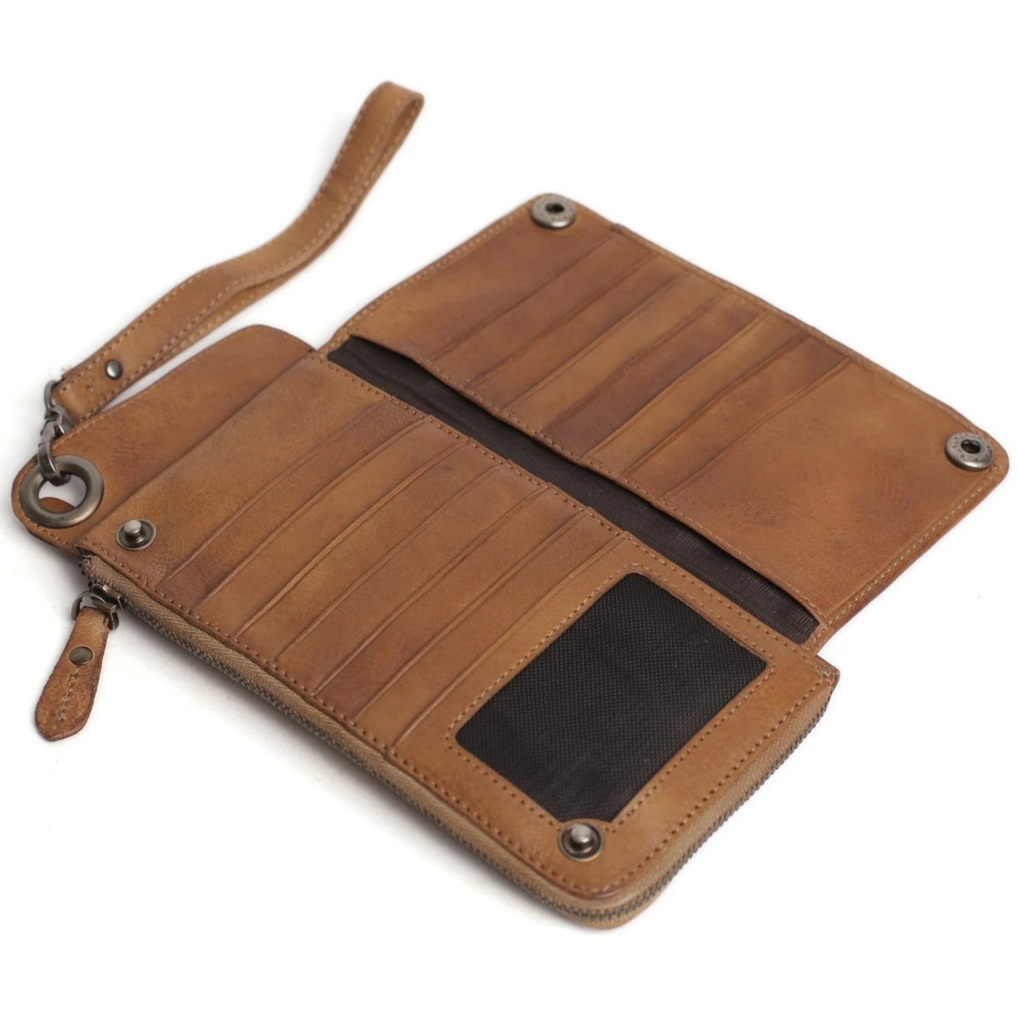 Handmade Full Grain Vegetable Tanned Leather Wallet - Blue Sebe Handmade Leather Bags