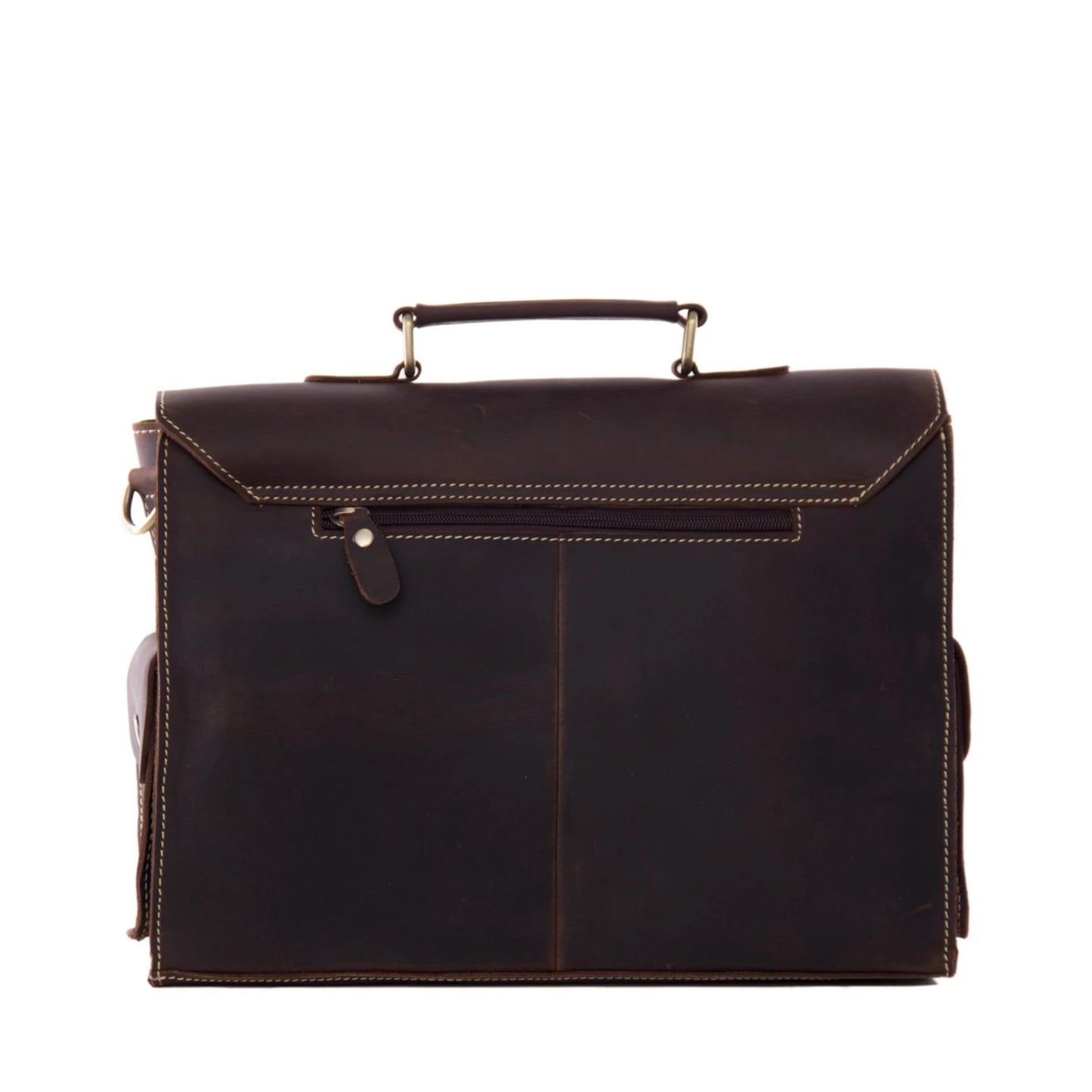 Handmade Genuine Leather Satchel Handbag - Dark Brown - Blue Sebe Handmade Leather Bags