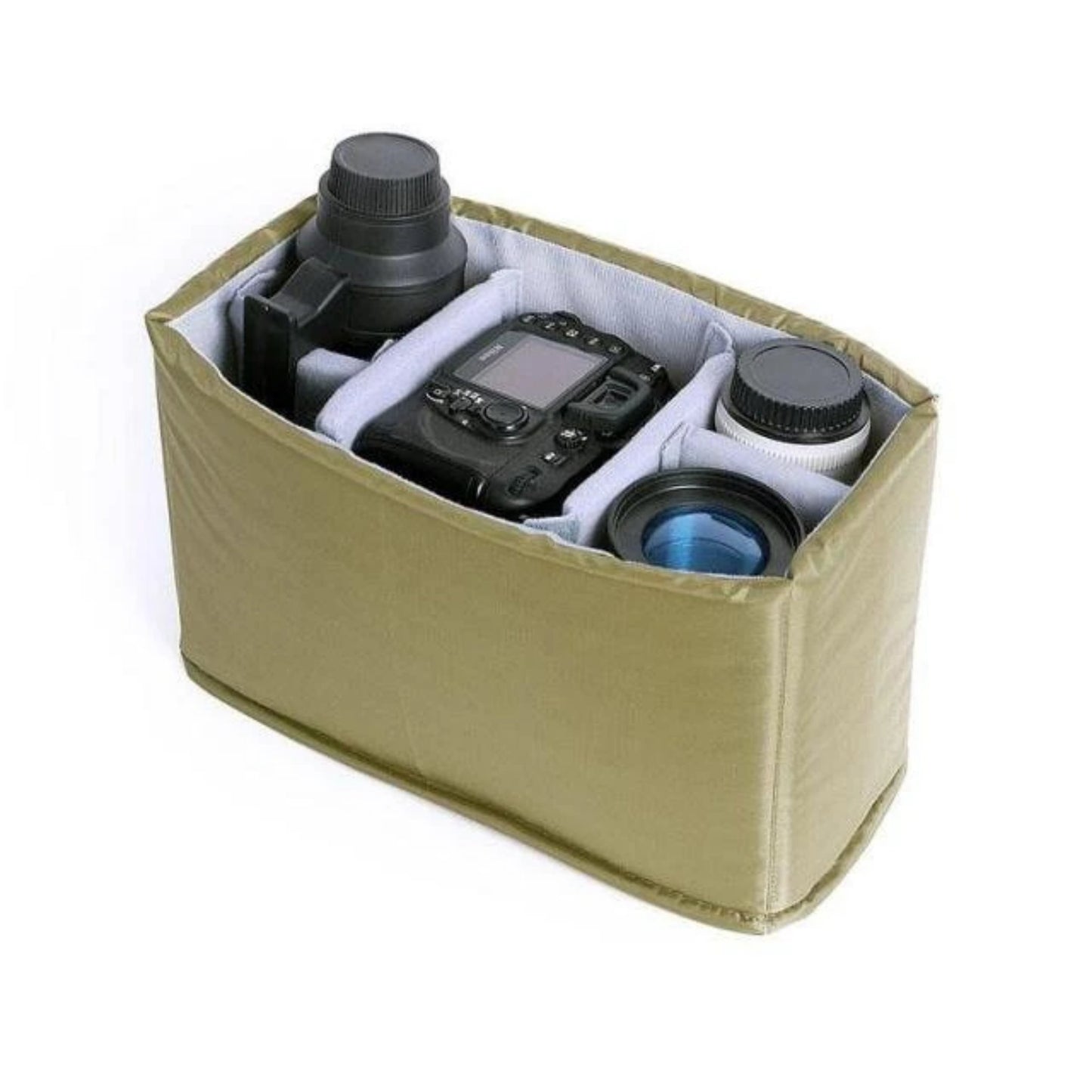 Camera Insert Bags - Army Green - Blue Sebe Handmade Leather Bags